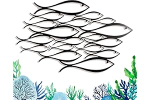 keluly Decorazione in metallo - Scultura da parete galleggiante, con ombre, in acciaio (43 x 31 cm, pesci)