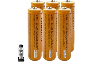 NRAONRN Pilas Rerecargables para Panasonic Teléfonos Inalámbricos 550mAh 1.2V AAA Ni-MH Baterías Recargables para Gigaset Teléfonos Inalámbricos (6 Piezas)