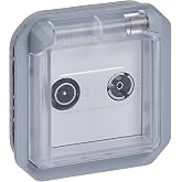 Legrand - TV/R-SAT socket with side ground contact - Plexus - Waterproof IP55 - Componable to install with box or frame - Gre