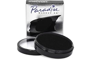 ‎MEHRON Mehron Paradise Make-up AQ Pro Size | Perfekt für Bühnen- und Bildschirmvorführungen, Spezialeffekte, Cosplay und Halloween | Wasseraktiviertes Gesichts- und Körperfarben 40 g Black