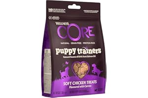 Wellness CORE, Puppy Trainers, Friandises d'apprentissage pour Chiot, 100% Naturelles, DHA & Huile de Saumon Poulet/Carottes, Sachet de 170 g