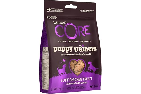 Wellness CORE Training Treats 170g, Poulet/Carottes – Friandises pour Chiots, sans Céréales, Naturelles, Hypoallergénique, Riche en protéines, À Haute Teneur en Viande, Parfaites pour l'Apprentissage