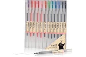 ABEIER Premium - 12 bolígrafos de tinta de gel de punta fina de 0,5 mm, material de papelería de oficina japonesa, paquete para XSG.