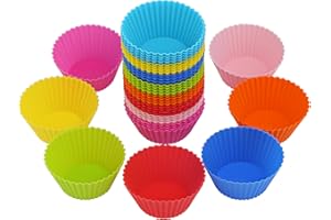 LIHAO 40 Moules à Muffin Moules de Cuisson en Silicone Réutilisables Anti-adhésif pour Cupcake Gâteau Décoration