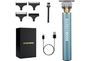 Barberboss Cortadora de barba inalámbrica para hombre, cortadora de pelo para hombres, recortadora de pelo detallada, cortadora de pelo para hombres, kit de aseo de precisión