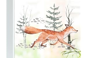 wolga-kreativ Fenstersticker Fensterbilder Motiv Fensterfolie Glasdeko Wald Fuchs Mädchen Junge wiederverwendbar selbstklebend selbsthaftend Sichtschutz Kinderzimmer