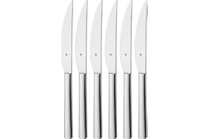 WMF Nuova - Set Cuchillos de Carne. Cubiertos con Hoja Serrada de Acero Inoxidable Cromargan Pulido, 6 Piezas de 23 cm