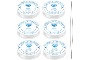 FRENDOUR Clear Elastic for Bracelet Making,0.5mmX2, 0.8mmX2,1.0mmX2 Strong Bracelet String,6 Rolls Stretchy Bracelet Elastic for Hanging Decorations,DIY Making.