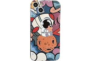 Yonds Queen Funda bonita compatible con iPhone 11, diseño de astronauta de dibujos animados, planeta, espacio, pintura, elegante, de TPU suave, a prueba de golpes, antideslizante, funda protectora