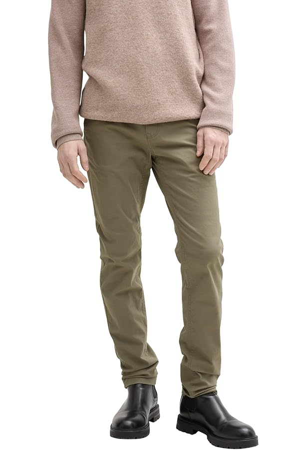 Tom Tailor Pantalons Droits Pantalon Chino Traveler En Coton Bleu Uni Avec Une Coupe Slim Bleu