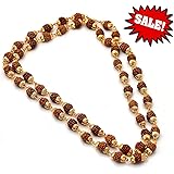 Neelam Ratna 100% Rudraksha 54+1 Beads Original Rosary with Golden Cap Hindu Meditation Yoga Mala | Original Rudraksha Mala | for Men/Women / Unisex