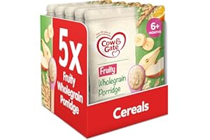 Cow & Gate Fruity Wholegrain Porridge Baby Food Cereal, 6+ Months, 125g (Pack of 5)