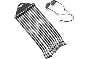 PlandleLee 12 Stücke Brillenband, Glasses Chain, Brillenkette Nylon Brillenband Verstellbar Brillenbänder Brillenkette Schwarz mit Karabiner, Sonnenbrillen und Lesebrillen Kette, Sportbrillenband