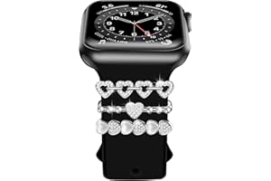 HotHome Dekorative-Rings-Loops Kompatibel mit Silikon Apple Watch Armband Damen Glänzend Zubehör Charms für Smartwatch Uhrenarmband Schmuck Uhrband Charms