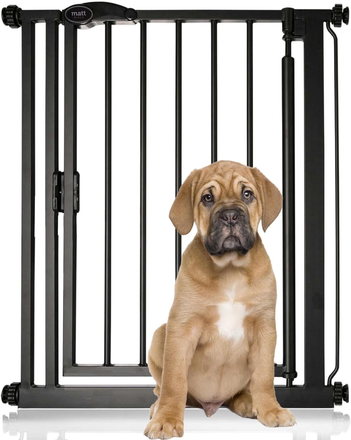 Bettacare Auto Close Pet Gate, 68.5cm - 75cm, Matt Black, Narrow Pressure Fit Stair Gate for Dog & Puppy, Safety Barrier for Narrow Doors Hallways and Spaces, Easy Installation