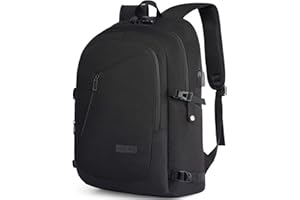 Mochila Hombre 17.3 Pulgadas Antirrobo Impermeable Mochila para Trabajo Gran Capacidad Mochila para Ordenador Portatil con Pu