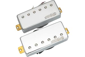 MUSICLILY Wilkinson M Series Ceramic Mini Humbuckers Electric Guitar Neck and Bridge Pickups Set for Les Paul/Fire-bird, Chrome