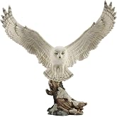 Veronese Design Kar Baykuş U&ccedil;uş Heykeli Heykel Heykel Alarak | 13.5" Y&uuml;ksek, El Boyalı Re&ccedil;ine, Gri T&uuml;y Detaylı, Karla Kaplı E