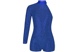 CHICTRY Kids Girls Sequins Single Long Sleeves Ballet Gymnastic Leotard Biketard Unitard Jazz Latin Dance Bodysuit Dancewear