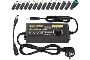Universell Strömförsörjning, 9V-36V 4A 36 W-144 W AC/DC-nätadapter Justerbar 100V-240V AC till DC med flera omvandlarhuvuden och LED-spänningsdisplay