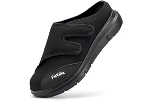 FitVille Buty Zdrowotne Męskie Czarne Szersze Rzep Ortopedyczne Dla Diabetyków i Seniorów