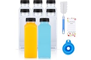 YZPKLHW 8 Stk 400ml Shot Flaschen zum Befüllen, Leere Plastikflaschen zum Befüllen, Wiederverwendbare Kunststoff Smoothie Saftflaschen zum Befüllen Transparent für Kühlschrank Juicer Shots Wasser Milch