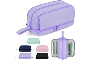 AOOSU Pennfodral stor kapacitet pennpåse flicka Pencil Case, pennfodral etui pennor hållbart pennfodral, bärbar pennväska för tonåringar vuxna, lila, 22 x 9,5 x 10 cm