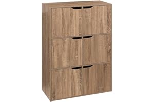 5 five simply smart 5five - Étagère 6 Cases Mix'n Modul - Effet Bois Naturel - 6 Portes - Rangement Utile et Pratique - Salon, Bureau, Chambre