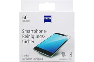 ZEISS Lot de 60 lingettes de nettoyage pour smartphone sans alcool pour un nettoyage sûr et efficace des surfaces optiques. Chaque chiffon est emballé individuellement. Idéal pour les déplacements ou