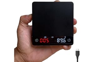 MiiCoffee Nano Pro - Bilancia da caffè con timer, bilancia da caffè con tara automatica, alloggiamento in alluminio, sensore touch e custodia in silicone