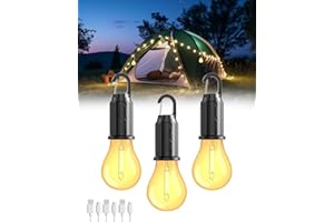 BRIGHTARK Lampada Campeggio Ricaricabile, Luce Campeggio a LED, Lanterna da Campeggio, 3 modalità di Luminosità Regolabile Lampada da Campeggio Luce da Campeggio Portatile per Tenda, Luce Emergenza, 3 pezzi