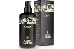 ‎SATIN NATUREL Satin Naturel Rizinusöl Kaltgepresst & BIO 200ml - 100% Reines Castor Oil - Haaröl & Gesichtsöl - Für Wimpern, Augenbrauen, Haare, Bart, Nägel - Haarwachstum - Vegan & Cruelty Free Naturkosmetik