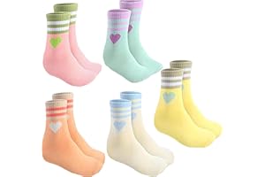 agogue Lot De 5 Paires Chaussettes Enfant 35-38 Chaussette Enfant De Chaussettes De Sport Pour Enfants De 35 À 38 Cm, Durables, Avec Motif D'amour, Belles Et Pratiques, Pour Le Sport Et Le Port