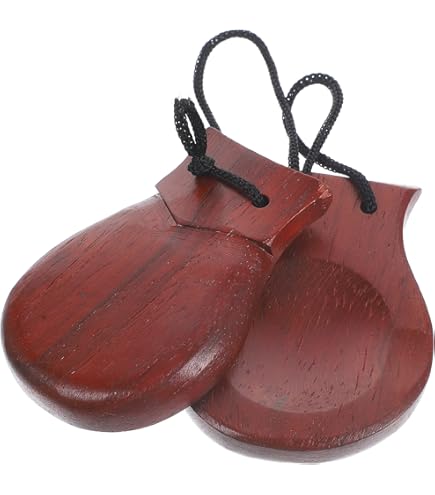 Castagnettes Rouge Blanc Adultes Castagnettes Espagnoles Rouge Et Blanc - Bois Traditionnel Pour Adultes - Danse Flamenco Castagnettes Traditionnelles