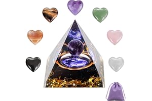 DALAETUS 9 Pezzi Energia Positiva Piramide Di Cristallo Per Energia, Chakra, Meditazione, Colorate Pietra A Cuore E Piramide Orgonite Piramide Per La Decorazione Domestica, Ciondolo Gioielli Fatto A Mano