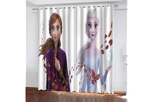Fgolphd Anime Frozen Verdunkelungsvorhang-Set 2er Set, Cartoons Anna Elsa Kristoff Verdunklungsgardine Ösen, Fur Wohnzimmer Chlafzimmer Dekoration (100×140(BxH),18)