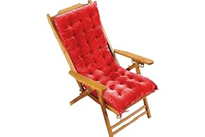 KYMMPL Sun Lounger Cushion with Ties Comfortable Garden Bench Cushion Indoor Outdoor Garden Use Sun Lounger Rocking Chair Solid Color Cushion (Red,110 * 45)