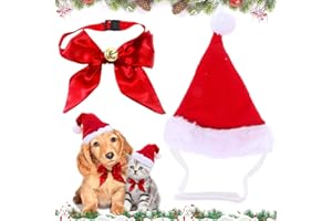 GIUGIO Cappello di Natale per cani, cappelli di Natale per gatti, accessori per costumi di Natale per animali domestici, fascia per animali domestici con cravatte e campane, dimensioni regolabili cappello