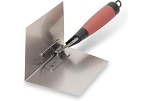 Llana de esquina fina Marshalltown con mango DuraSoft, de acero inoxidable, para yeseros y revocadores, dimensiones: 127x95 mm