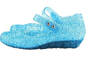 Amtidy Elsa Princess Shoes Mary Jane Dance Party Jelly Flats Snow Queen Cosplay Shoes Birthday Sandals for Girls