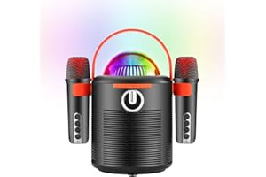 Micro Karaoke, ALPOWL Karaoke Adulte Portable pa Speaker System avec Microphone Karaoke 2 Microphone sans Fil pour Réunion de Famille, Conférence, Mariage, Eglise, Extérieur/Intérieur [Noir]