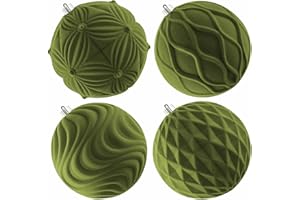 Lanpn Duże bombki świąteczne, ponadwymiarowe, aksamitne, duże bombki choinkowe, duża flokowana ozdoba choinkowa, nietłukąca się plastikowa bombka na trawnik, podwórko, wisząca dekoracja, zielone