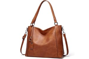 Sacmill Damen Handtasche Shopper Groß Leder Umhängetasche Leichte Elegant Damen Tasche für Business/Schule/Einkauf Braun