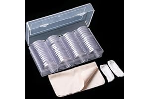 ZUKBEN DEZHI 60 Piezas 41mm Titular de la Moneda Águilas de Plata Cápsulas de Monedas Caja de Organizador de Almacenamiento de plástico Transparente para Suministros de recolección de Monedas Titulares d