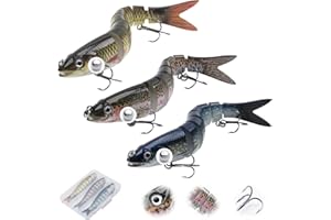 Matymats Multi Jointed Lures for Bass, Trout, Perch & Pike - Slow Sinking Bass Lure, Sea Fishing Swimbaits for Fresh & Saltwater - Fishing Gifts for Men