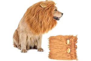 ZYEKIU Löwenmähne Hund, Hundekostüm mit Ohren, Löwenkostüm Hund Lebensecht, Dog Costume Einstellbar, für Halloween, Hundeausstellungen, Karneval Cosplay-Partys (L, Hellbraun)