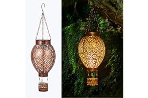 JOYCREATOR Latarnia solarna do użytku na zewnątrz, metalowa latarnia solarna do użytku na zewnątrz, wodoszczelna, IP65, dekoracja ogrodowa, latarnia solarna na zewnątrz, do ogrodu, na balkon, taras,