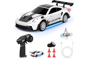 YOOHBERRYS Mini RC Drift Car Pro, 1:43 Frngesteuert Drift Auto, 4WD Tabletop Drift RC Car, Ferngesteuertes Auto mit Gyro, 15 km/h, Spielzeugauto für Kinder ab 14 Jahre (Weiß)