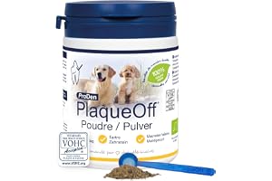 ProDen PlaqueOff Pulver för hund & katt – 100% naturligt tillskott som hjälper till att minska tandsten, plack och dålig ande