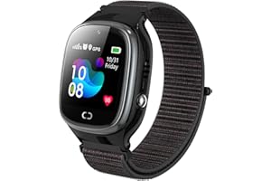 PTHTECHUS Kinder GPS LBS Intelligente Uhr, Smartwatch Telefon mit GPS Tracker SOS Spiel Kamera Voice Chat Wecker Sportuhr für Jungen Mädchen Weihnachten Geschenk (S27-Black-GPS-1DEU)